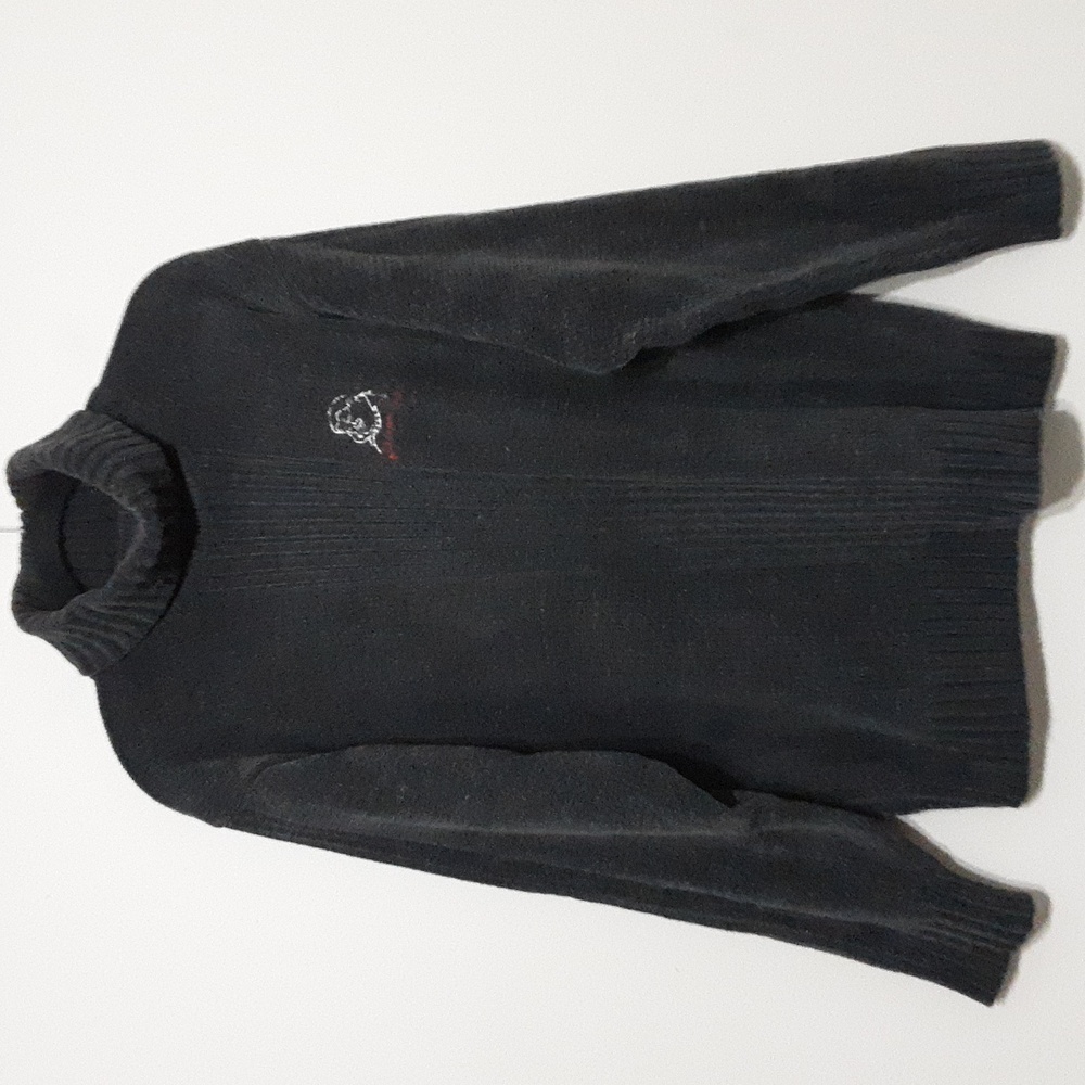 Vintage FUBU sweater pullover men M chenille turtleneck gray y2k soft Retro cozy